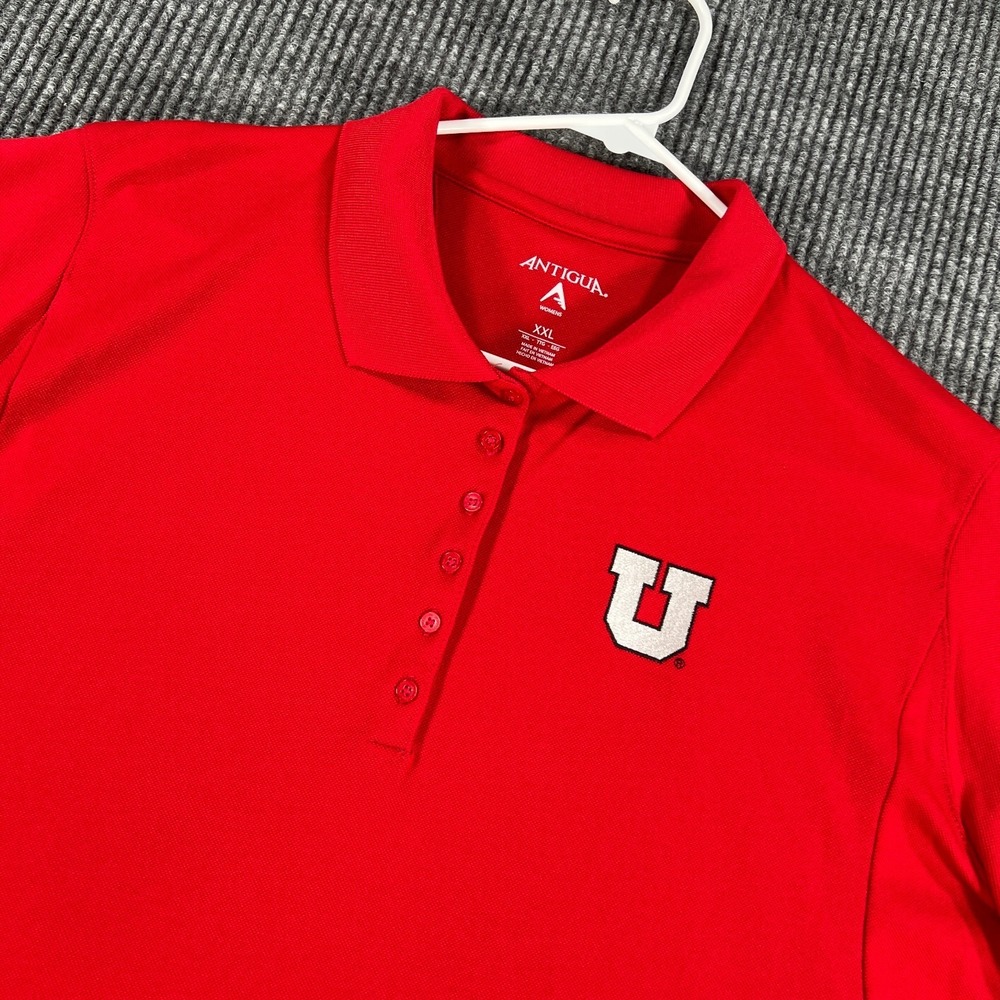 Utah Utes Polo Shirt Womens 2XL‎ XXL Red Short Sleeve Antigua NCAA Big 12